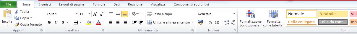 Barra della formattazione